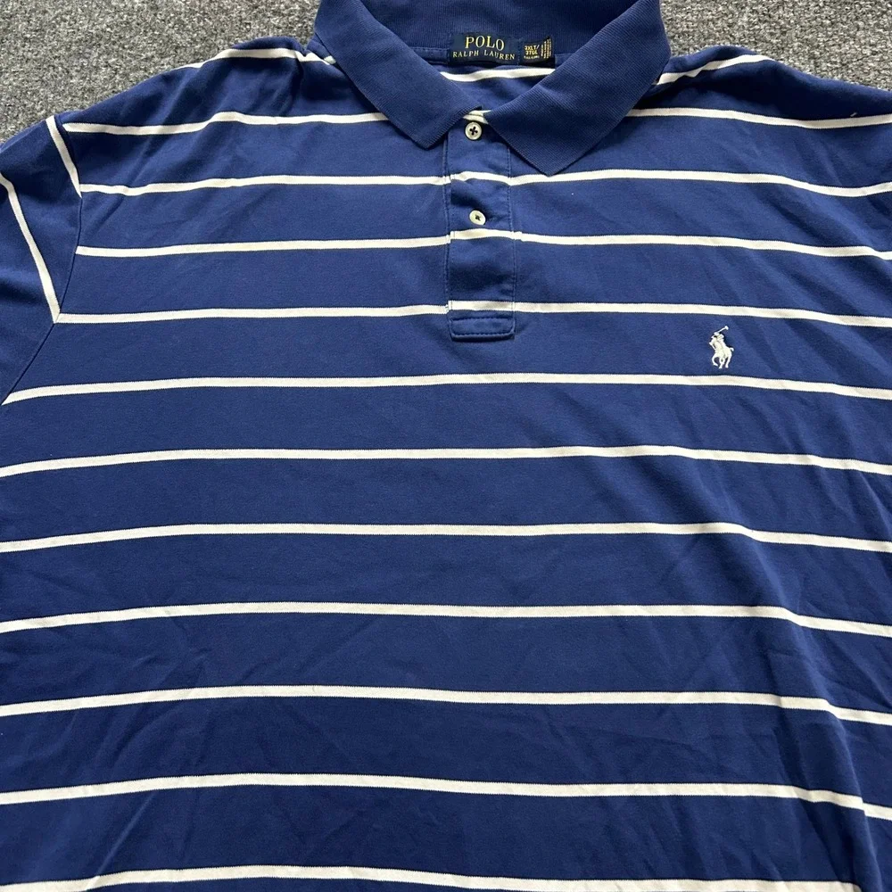 Polo Ralph Lauren Polo Mens Size 3XLT Blue Striped Short Sleeve Classic Fit